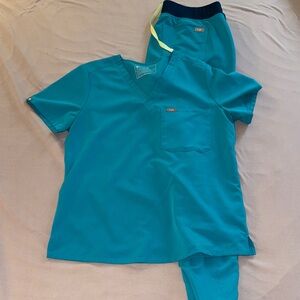 Figs Teal Blue Scrub Set